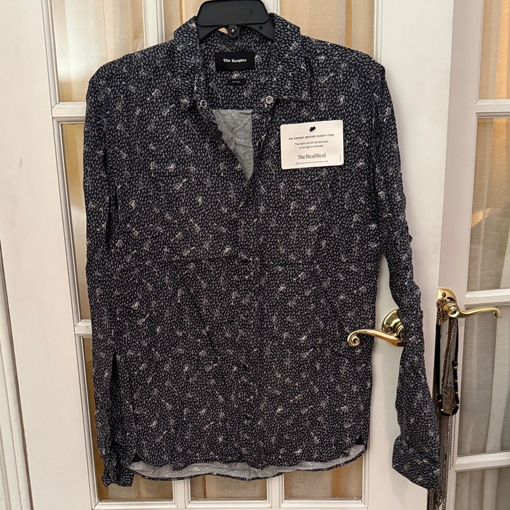 The Kooples Guitar Patterned Snap Button Fitted B… - image 1